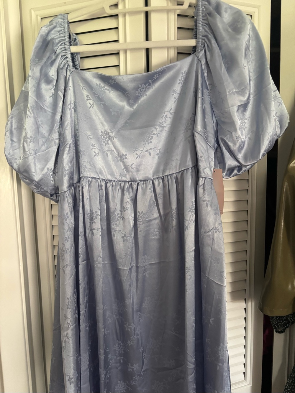 Inspired Hearts Light Blue Puff Sleeve Formal Dress